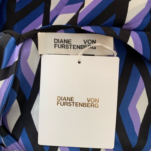 DVF Diane von Furstenberg Dona Mercer Black purple shift dress silk new XXS 0 00 - Picture 5 of 6